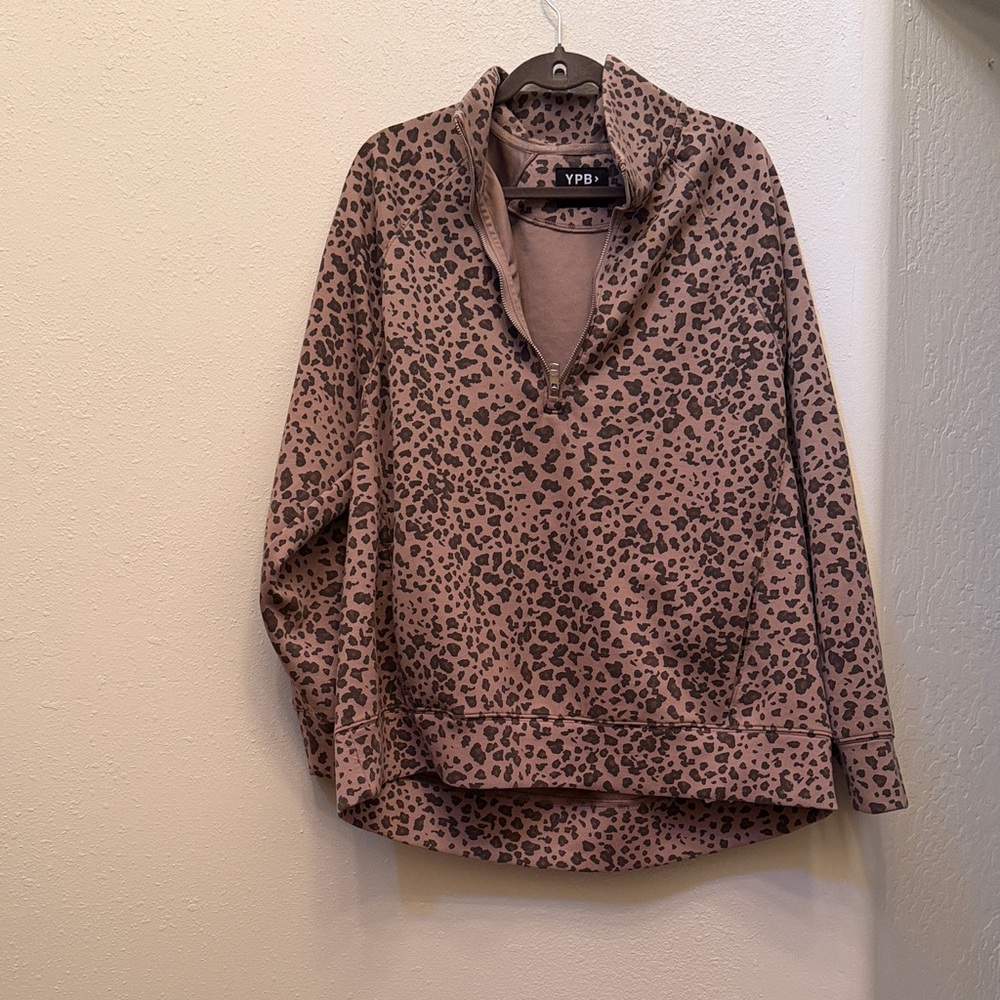 Leopard Print Pullover Sweater - image 1